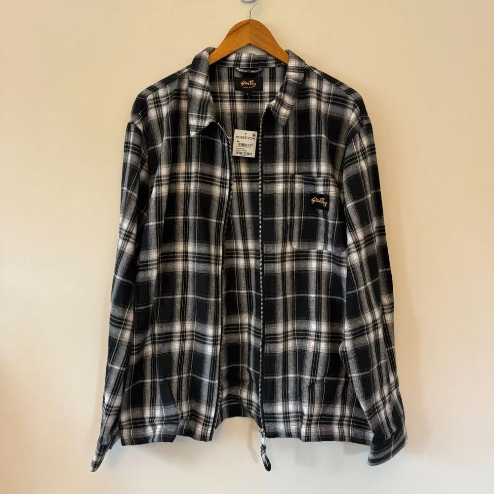 NWT Stan Ray Men's Black White Zip Shirt Size Large - Picture 2 of 9